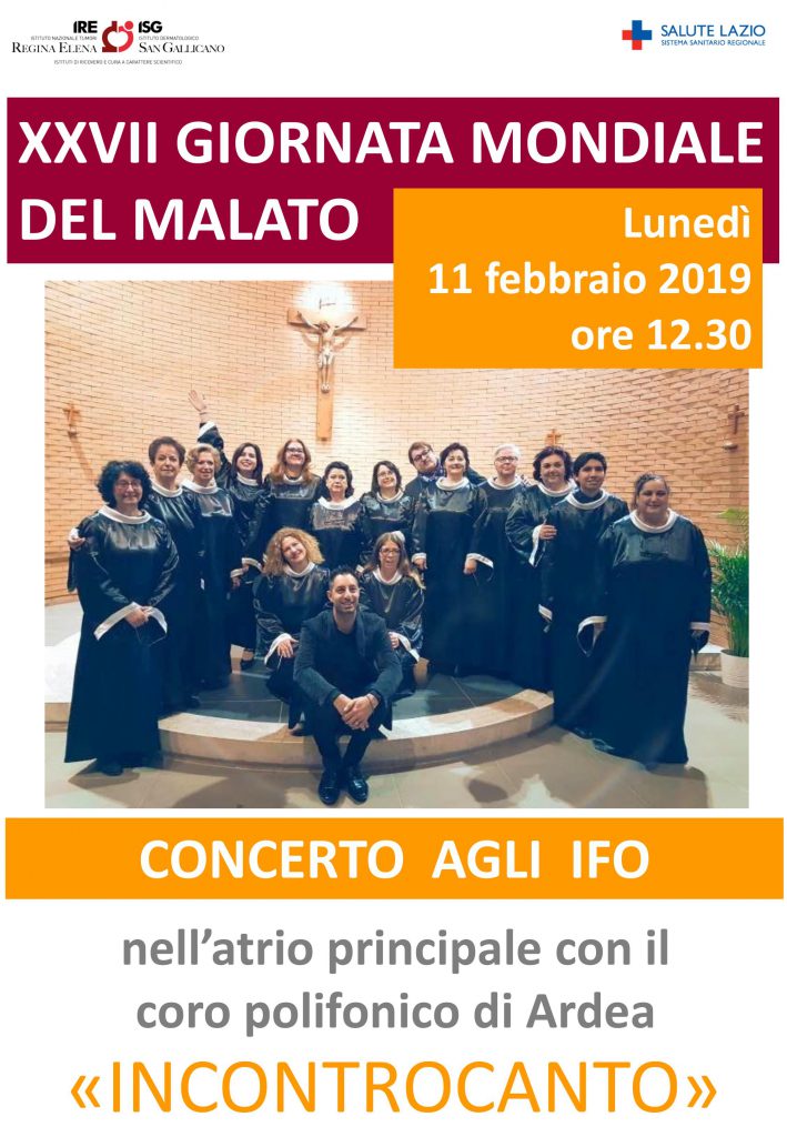 Locandina del concerto giornata mondiale del malato agli IFO