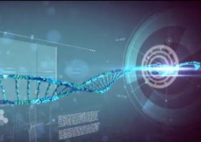 Immagine del dna con sfondo spaziale